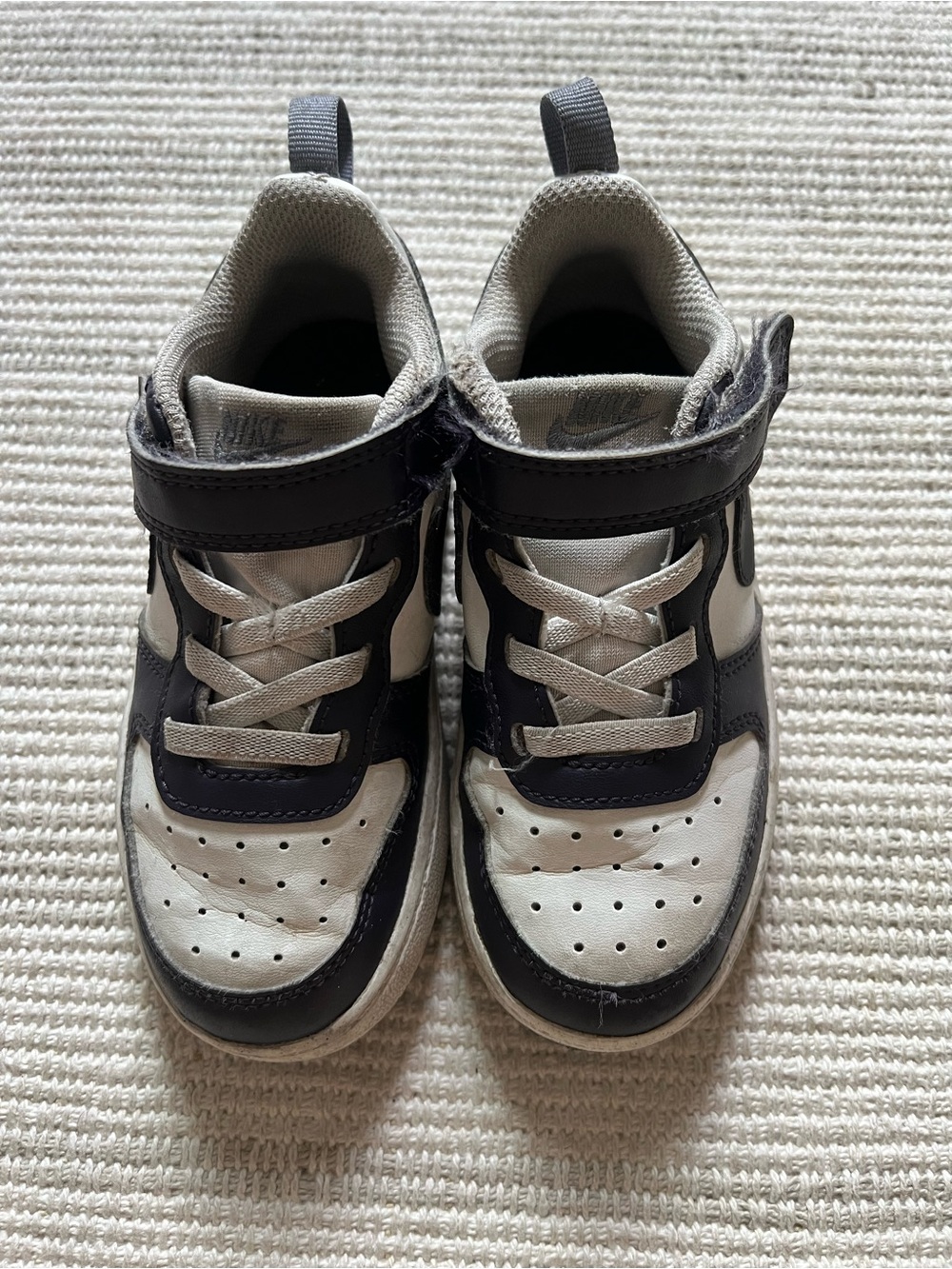 Nike Kids White and Black Hook-and-Loop Sneakers